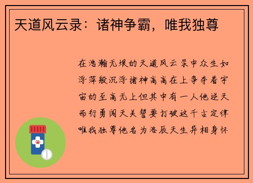 天道风云录：诸神争霸，唯我独尊